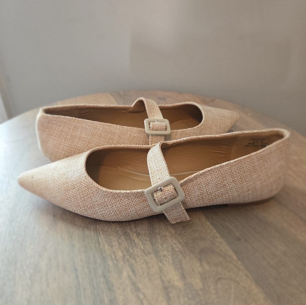 Journee Collection Beige Tweed Mary Jane Flats - Picture 2 of 14